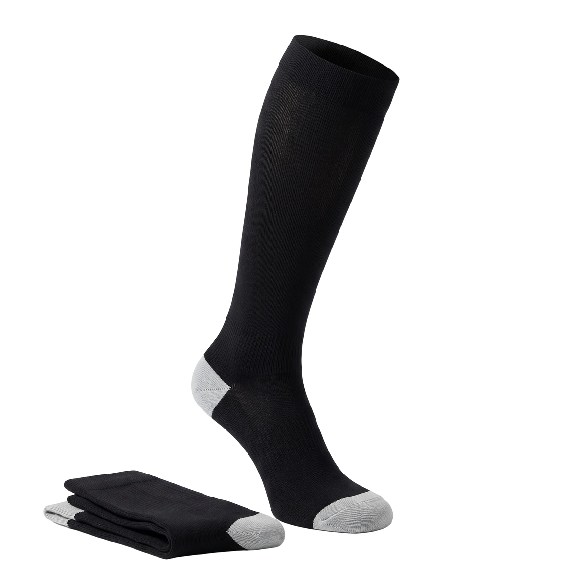 Chaussettes de compression en bambou Soksie, noires avec talon et bout gris clair