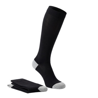 Chaussettes de compression en bambou Soksie, noires avec talon et bout gris clair