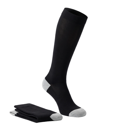 Chaussettes de compression en bambou Soksie, noires avec talon et bout gris clair
