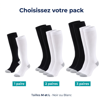 Packs Soksie : 1, 2 ou 3 paires, tailles M et L, noir ou blanc