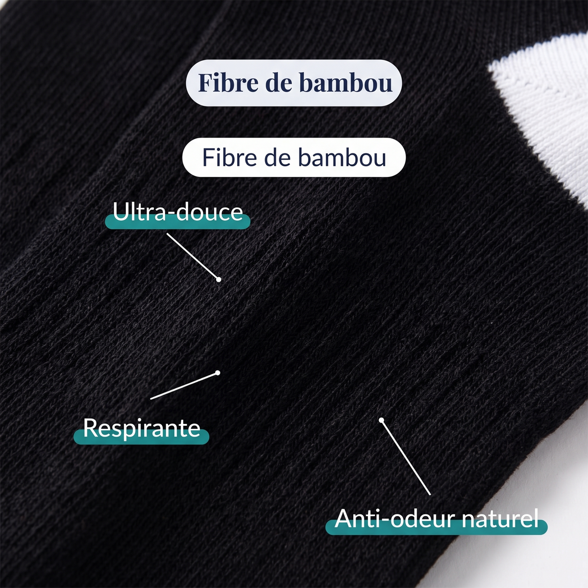 Gros plan sur la fibre de bambou : ultra-douce, respirante, anti-odeur